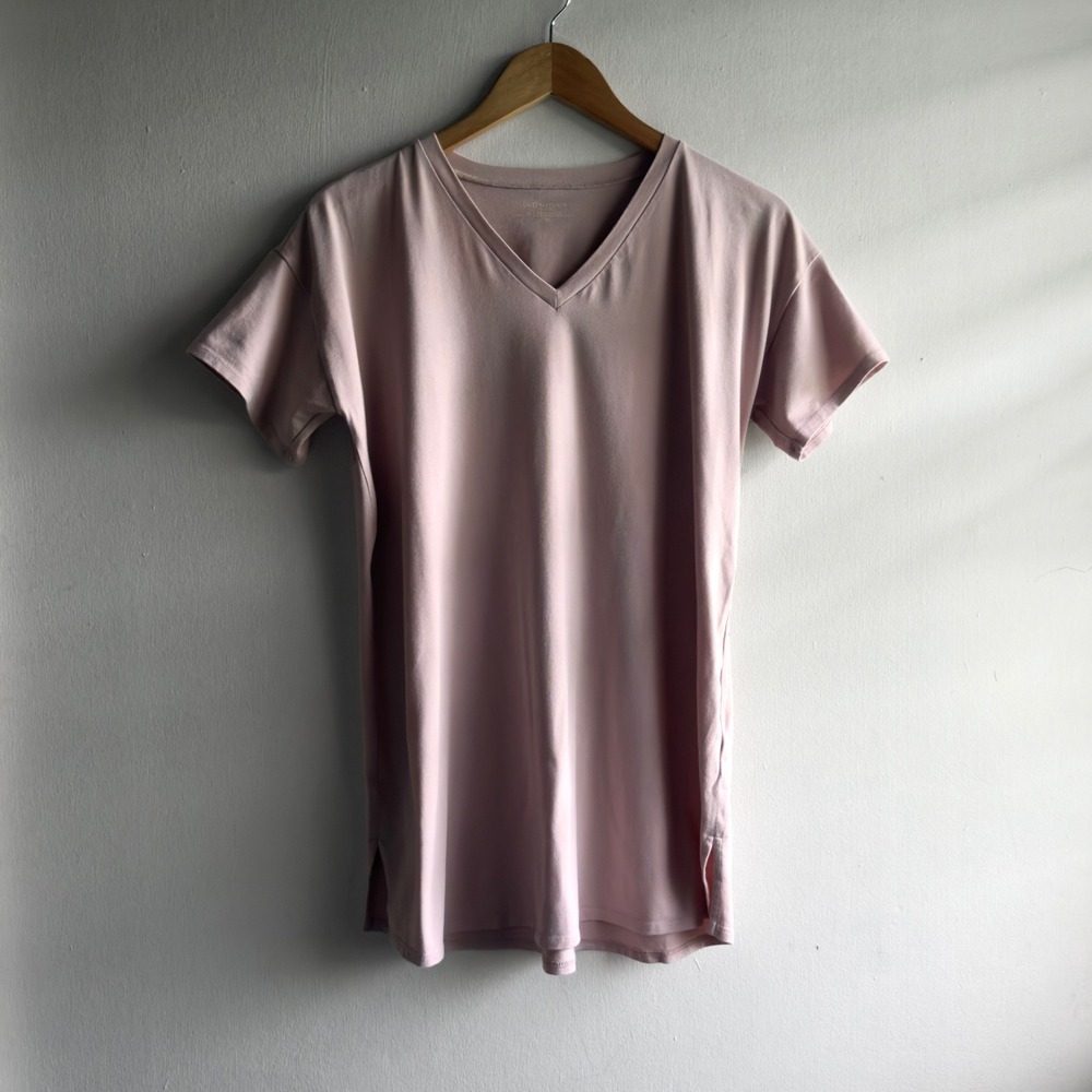 Eileen Fisher Organic Cotton V-Neck Tunic Tee Women PS Pink Minimalist Casual